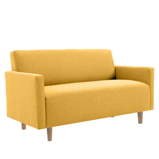 Popular fabric sofa [yellow] (double space 110cm (free two pillows)