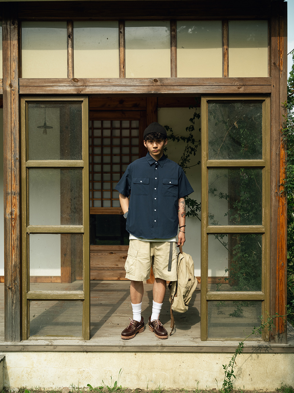 舒適涼感泡泡紗短袖襯衫