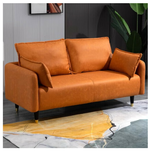 Popular fabric sofa (orange (technical fabric)) [two persons 125CM (free two pillows)]