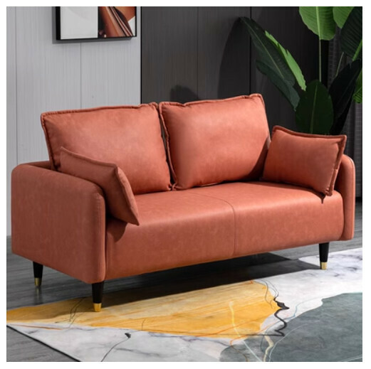 Popular fabric sofa (orange red (technical fabric)) [two people 125CM (free two pillows)]