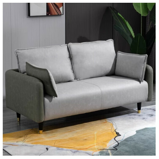 Popular fabric sofa (olive green + light gray (technical cloth) [double seat 125CM (free two pillows)]