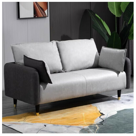 Popular fabric sofa (dark gray + light gray (technical cloth) [double seat 125CM (free two pillows)]