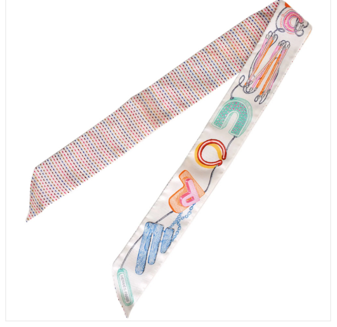 Hermes Chevaloscope neon twilly blanc (green)