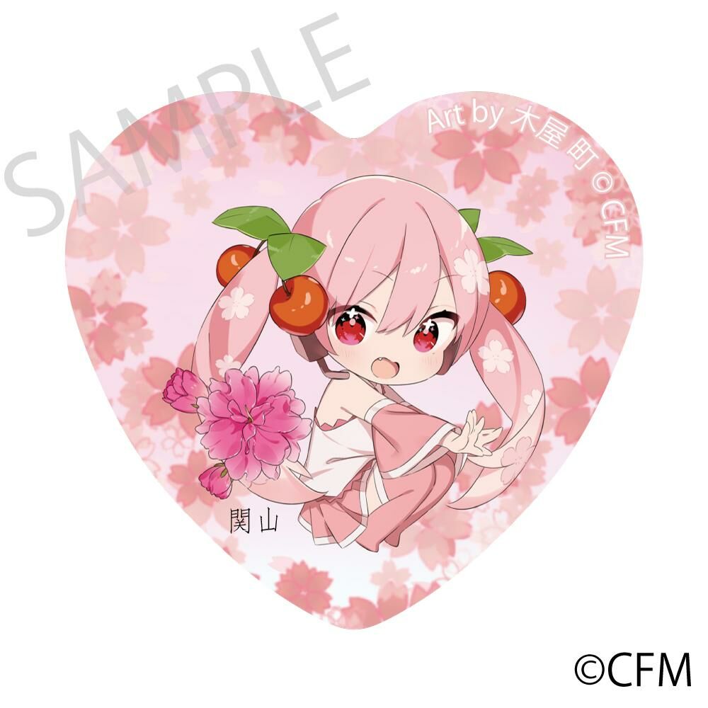 預購-「櫻未來×弘前櫻物語」 心型徽章 関山 Art by 木屋 町【日本進口精品】