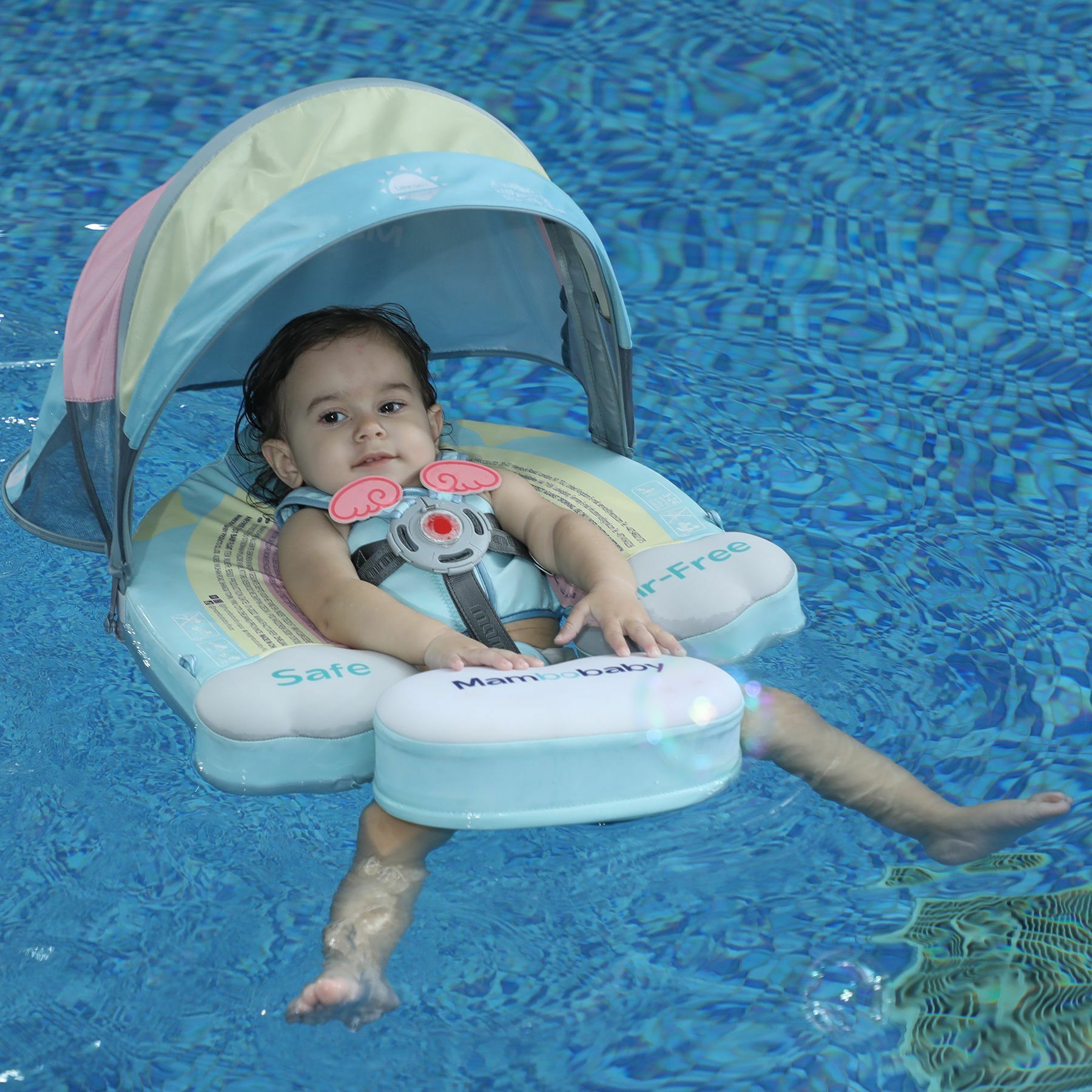 免充氣遮陽浮力游泳圈 - 綠