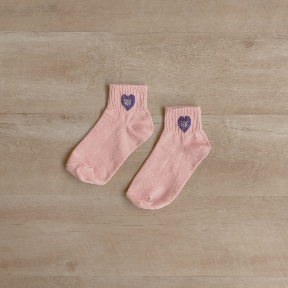 I LOVE YOU Cropped socks with love embroidery in four colors.【07110549】in stock+pre-order