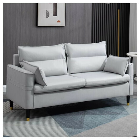 Popular technical fabric sofa [light gray no-wash technical cloth] [double seat 125cm (free two pillows)]
