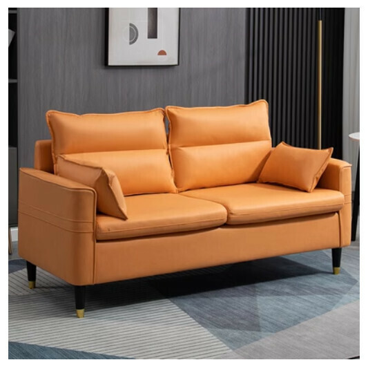 Popular technical cloth sofa [orange no-wash technical cloth] [double seat 125cm (free two pillows)]