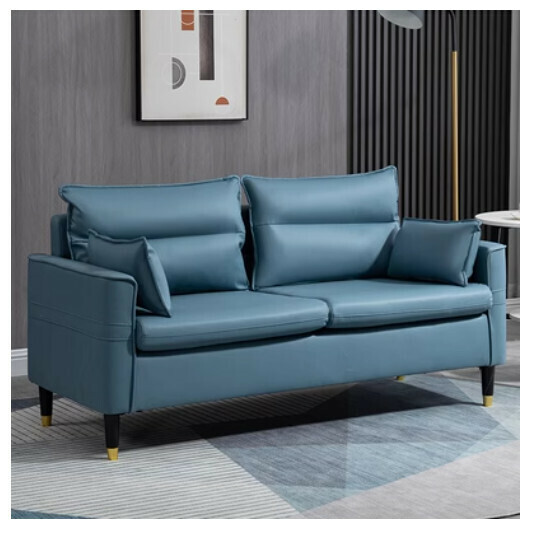 Popular technical cloth sofa [dark blue no-wash technical cloth] [double seat 125cm (free two pillows)]