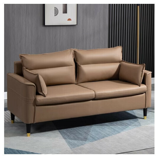 Popular technical fabric sofa [brown, no-wash technical fabric] [double seat 125cm (free two pillows)]