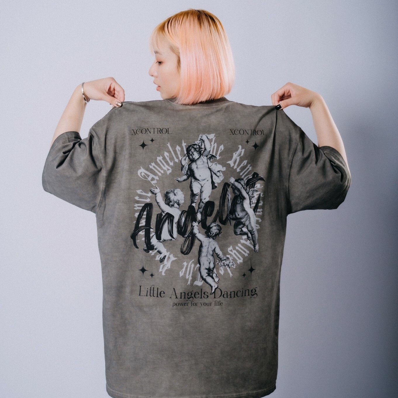 XCTRL 小天使飛舞水洗短T-灰綠