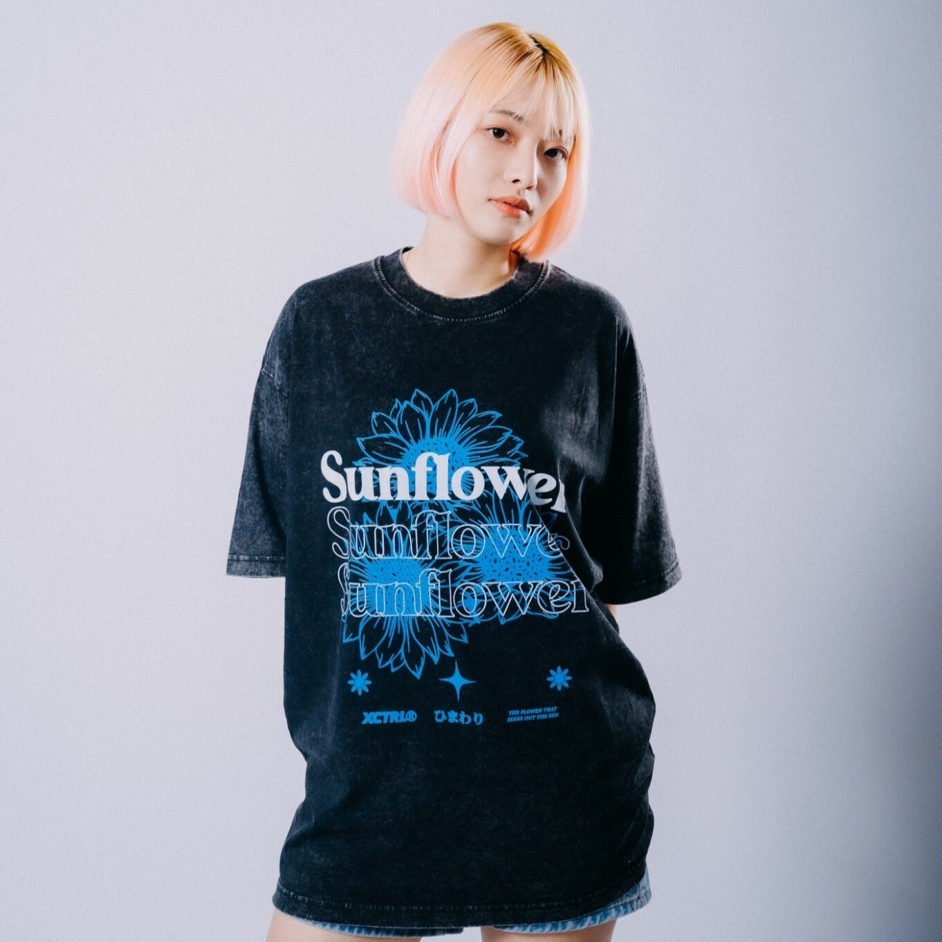 XCTRL 追隨太陽的花朵短T-水洗