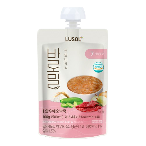 LUSOL - BaroMeal Baby Porridge korean Beef & Zucchini Pouch 100g 7m+