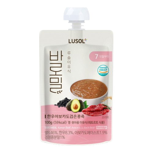 LUSOL-即食營養寶寶粥(牛肉&牛油果&黑豆)-唧唧裝 100g 7m+