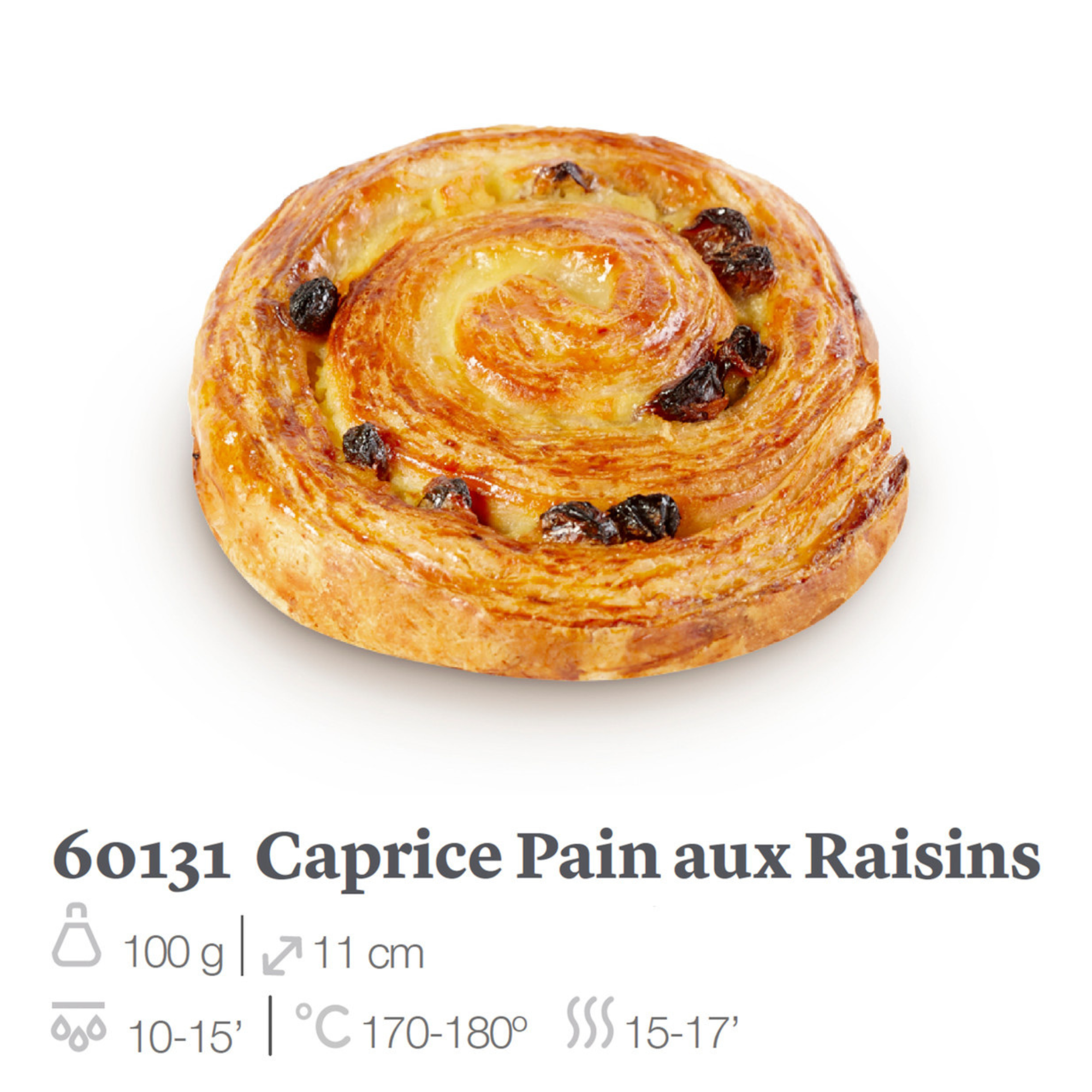 西班牙 Europastry 葡萄乾丹麥酥 Spain Europastry Caprice Pain Aux Danish Patry Rasins 10.5cm, 40件x100克 /包  (急凍，負18℃)