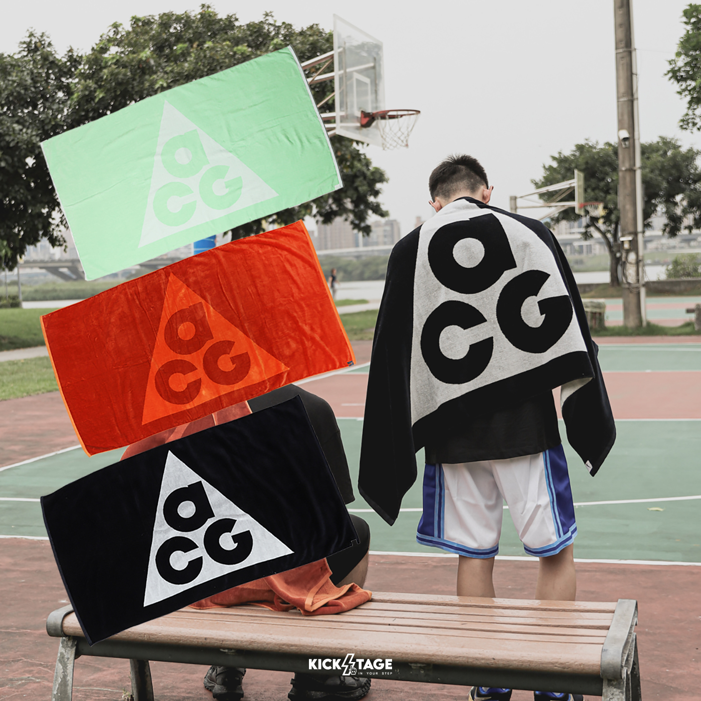 [特價商品無退換] NIKE ACG TOWEL BIG LOGO 黑白 磚橘 蘋果綠 雙面大LOGO 純棉 運動 毛巾 浴巾【FJ2366】