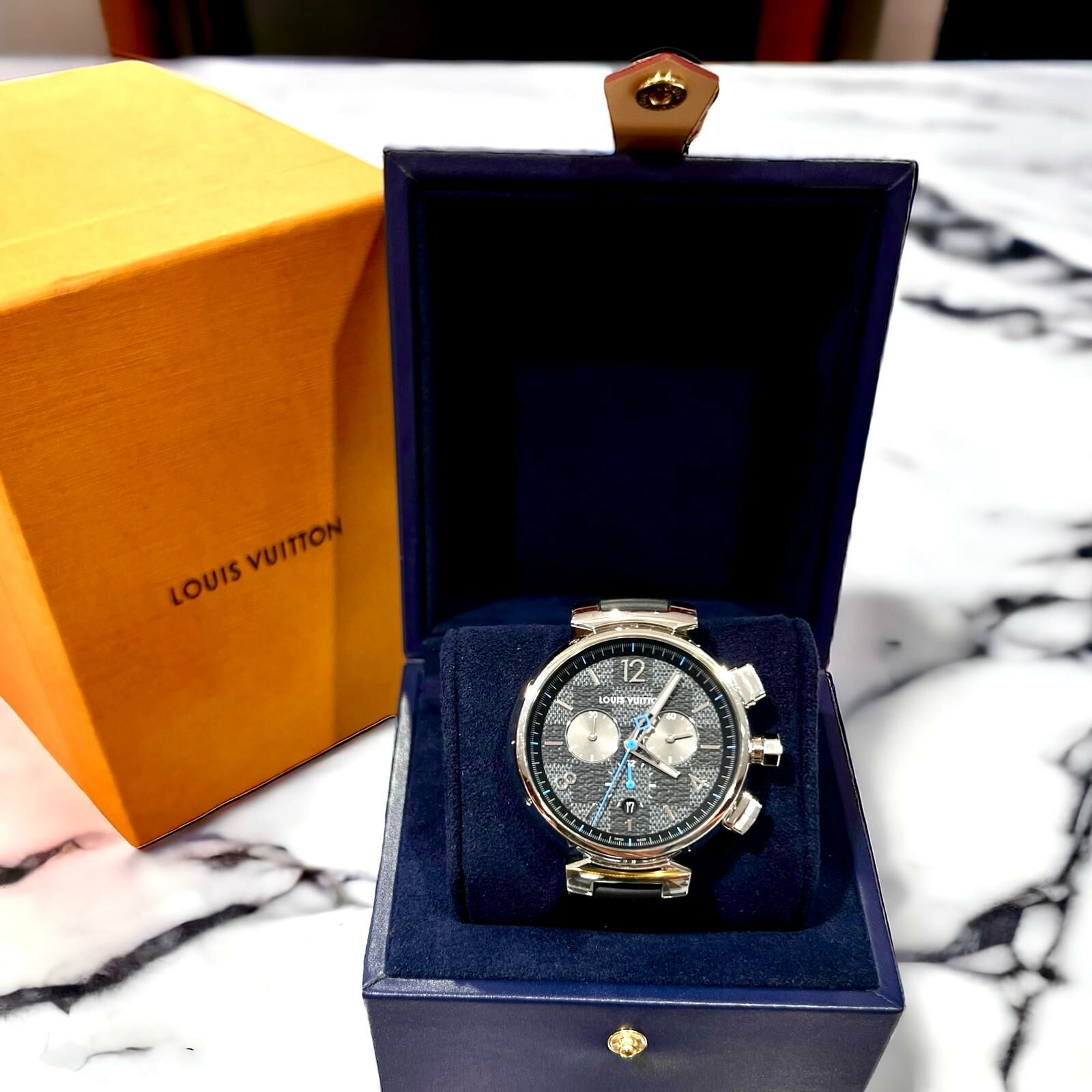 全新LV手錶 QA094Z限量版 Tambour Damier Graphite Chronograph #男女同款 #BRAND NEW #香榭站正品