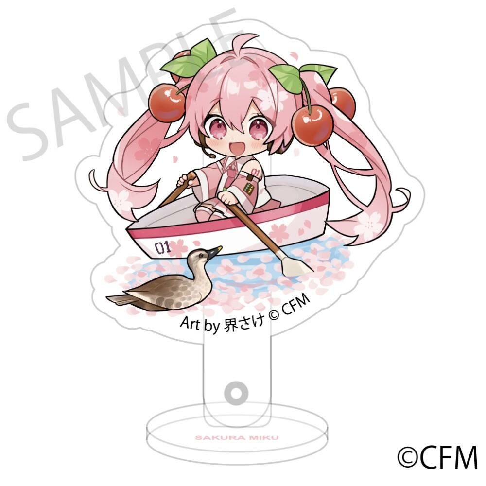 預購-「櫻未來×弘函2024」 壓克力自拍棒&立牌 西濠遊船乘船場 弘前 Art by 界さけ【日本進口精品】