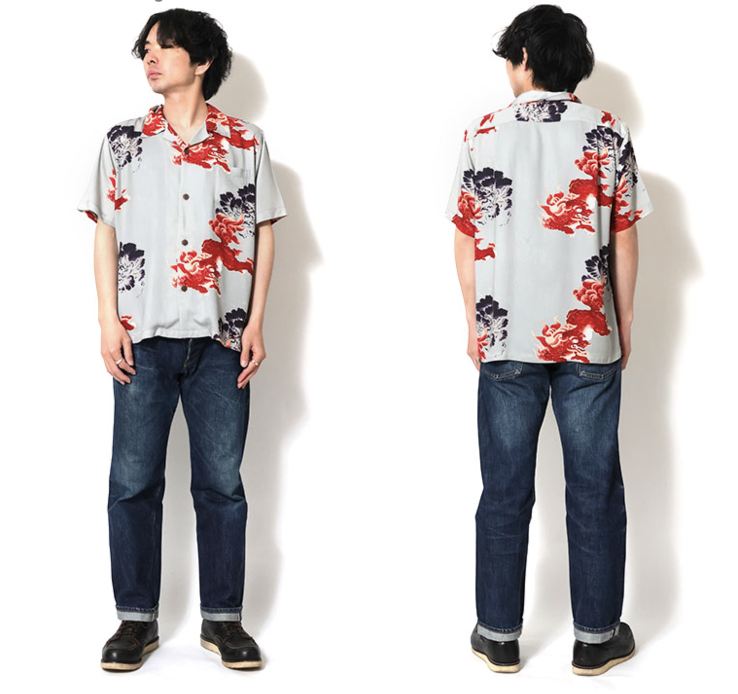HOUSTON ALOHA SHIRT (唐獅子)  /GREY