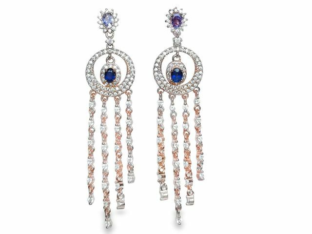 TJ1062捕夢網彩色剛玉耳環