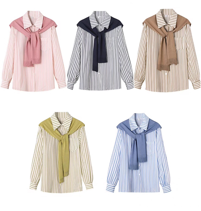 超百搭披肩襯衫 有口袋-五色