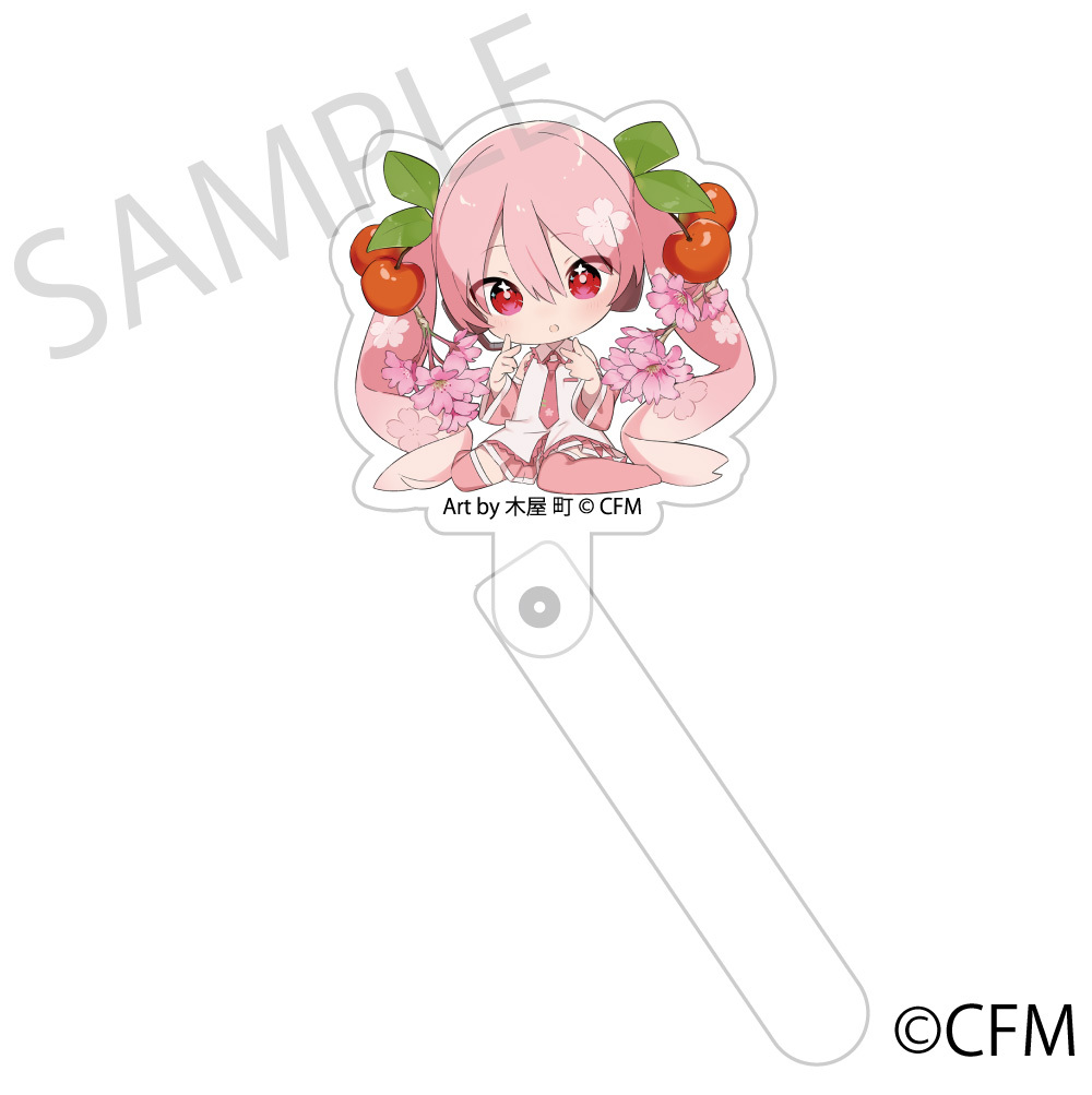 預購-「櫻未來×弘前櫻物語」 壓克力自拍棒&立牌 八重紅枝垂櫻 Art by 木屋 町【日本進口精品】