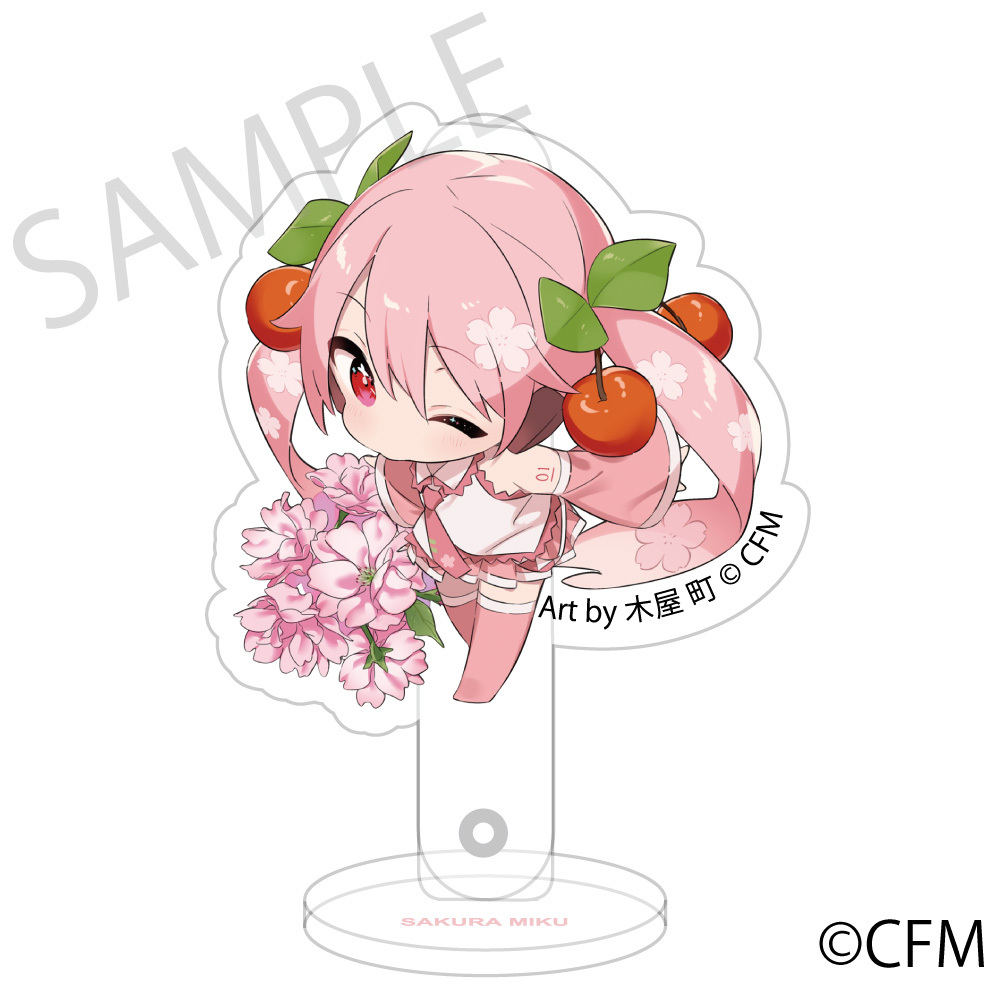 預購-「櫻未來×弘前櫻物語」 壓克力自拍棒&立牌 東錦 Art by 木屋 町【日本進口精品】