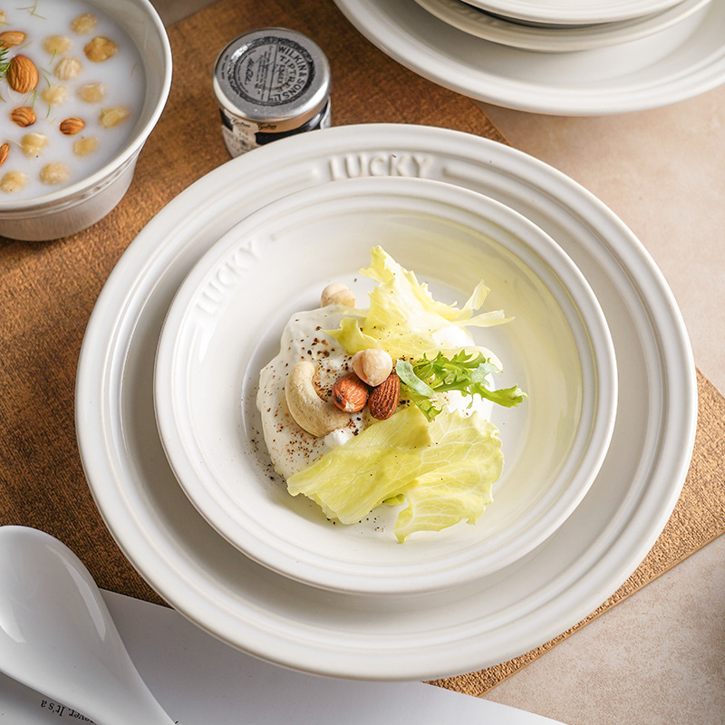 《4228》LUCKY簡約純白陶瓷碗盤組