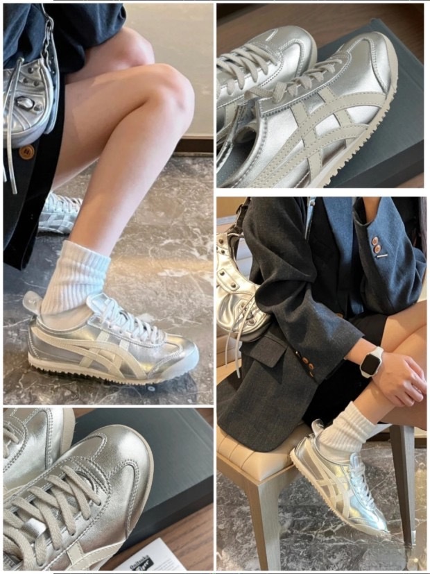 【Luxury】日本代購 Onitsuka Tiger 鬼塚虎-白銀 MEXICO66 SD 金屬銀 日韓明星最愛 網紅推薦爆紅款 休閒鞋