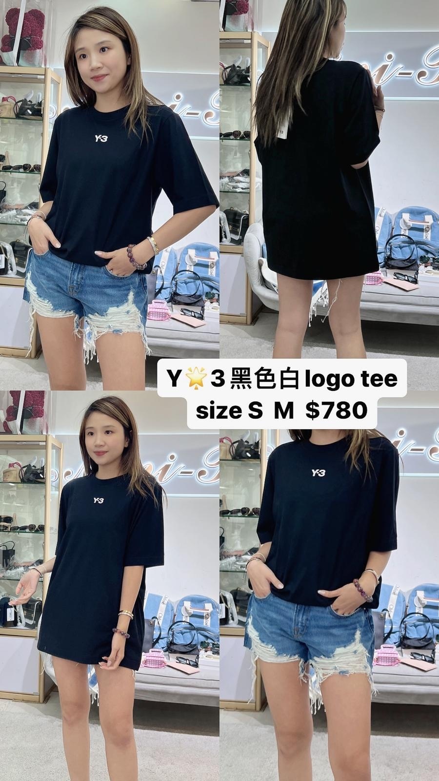 Y-3黑色白字LOGO短袖 -M