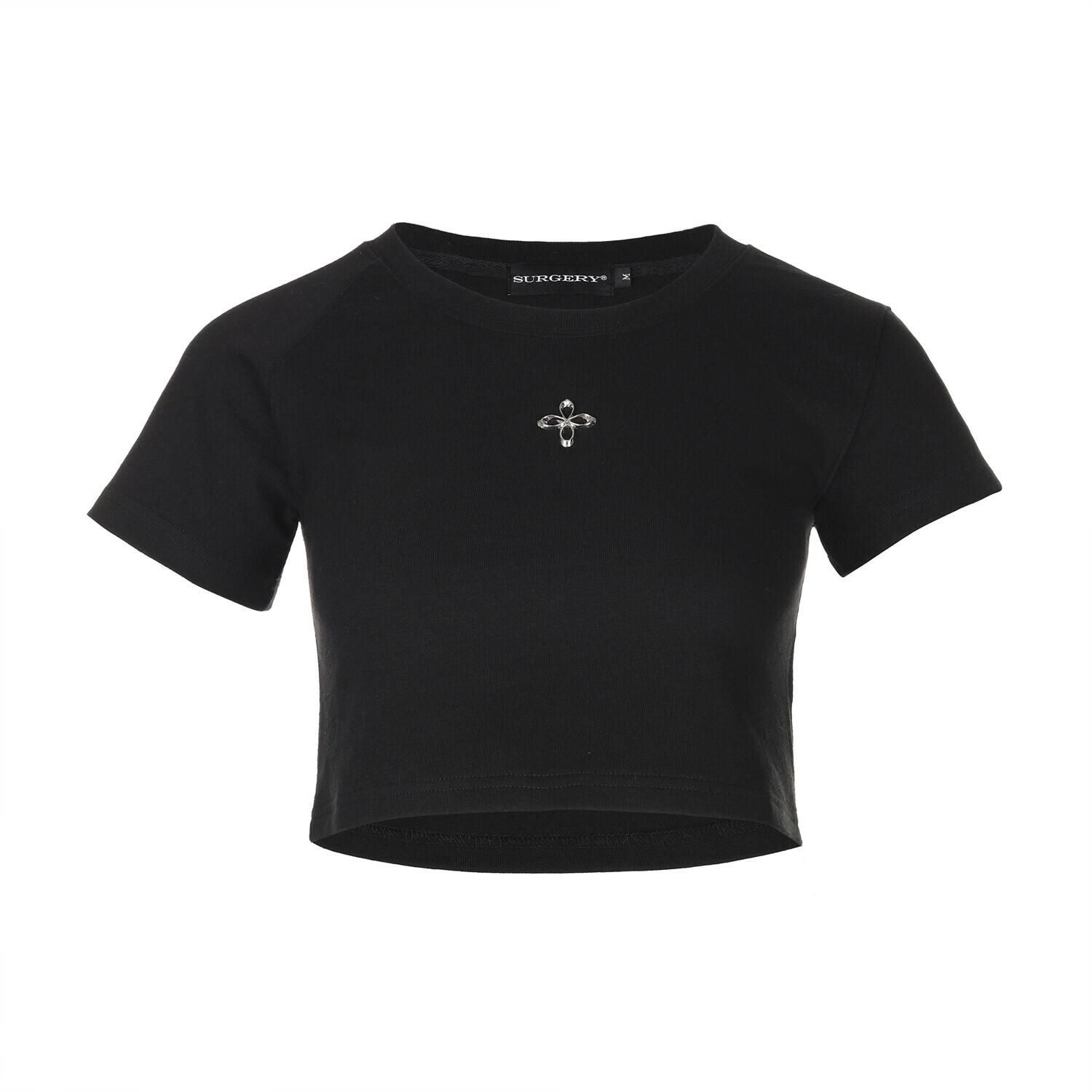 [SURGERY] UNBALANCE METAL CLOVER LOGO CROP T-SHIRTS