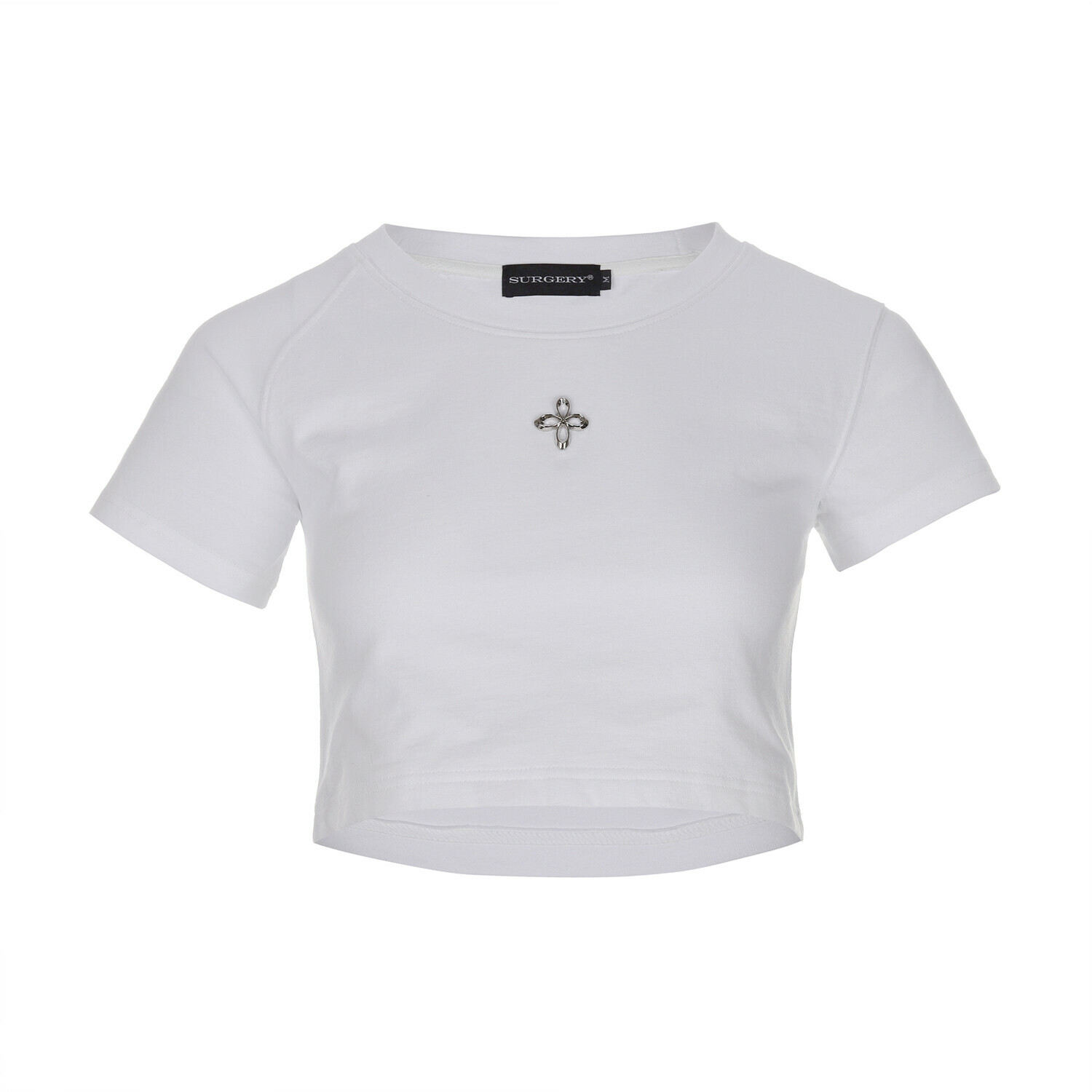 [SURGERY] UNBALANCE METAL CLOVER LOGO CROP T-SHIRTS