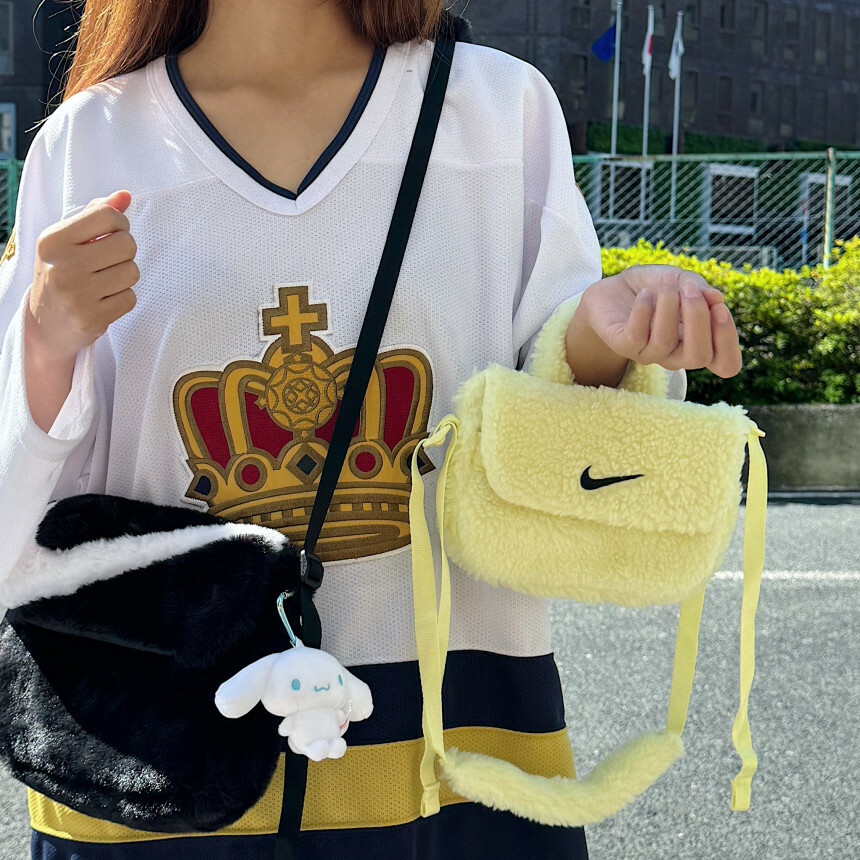 Nike Faux Fur Mini Bag 檸檬黃 羊羔毛 小包 迷你包 側背包 多夾層 FB3039-331