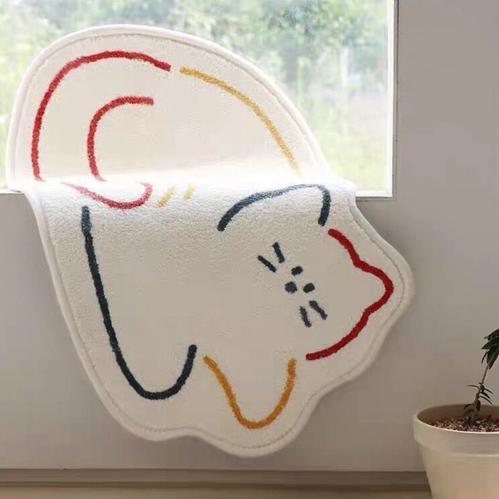 《52343》白色底彩色線條地墊地毯