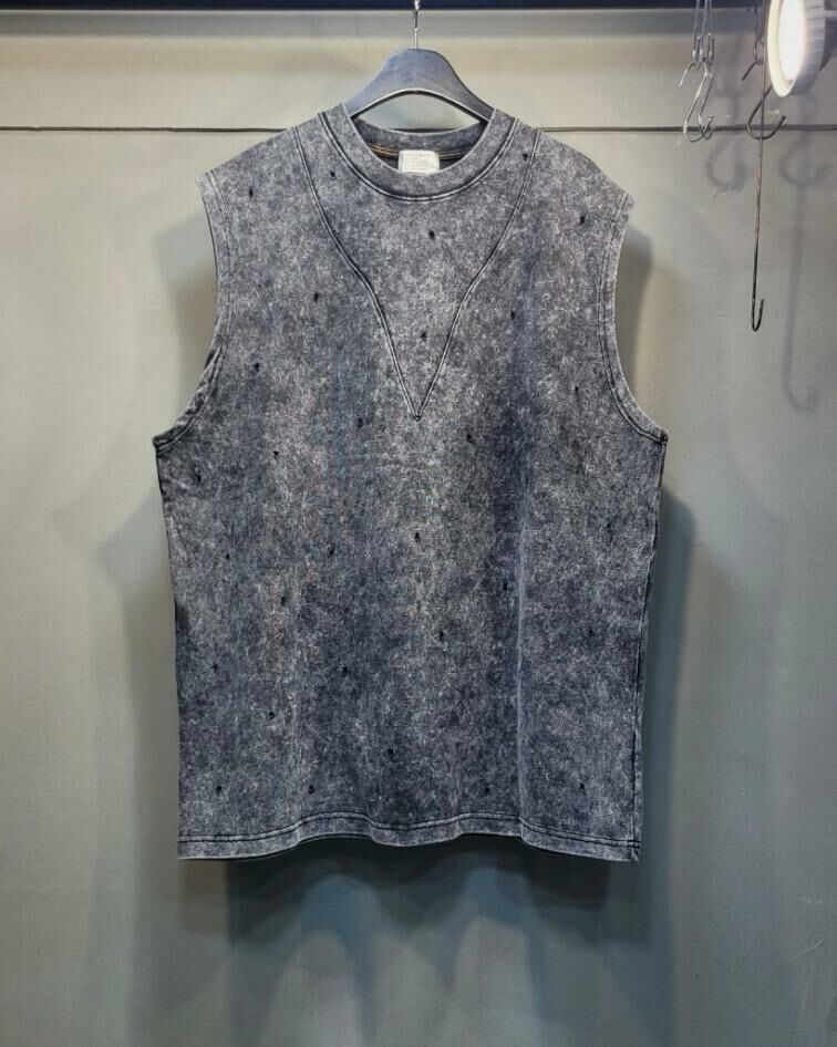 OverSize紮染破洞背心 V1040