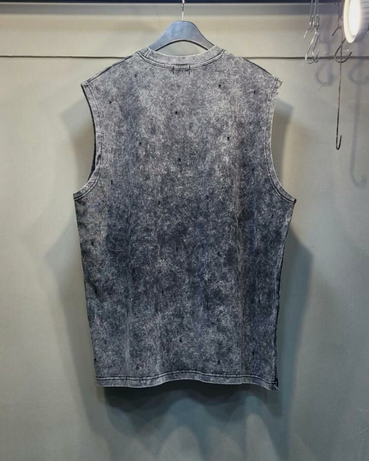 OverSize紮染破洞背心 V1040