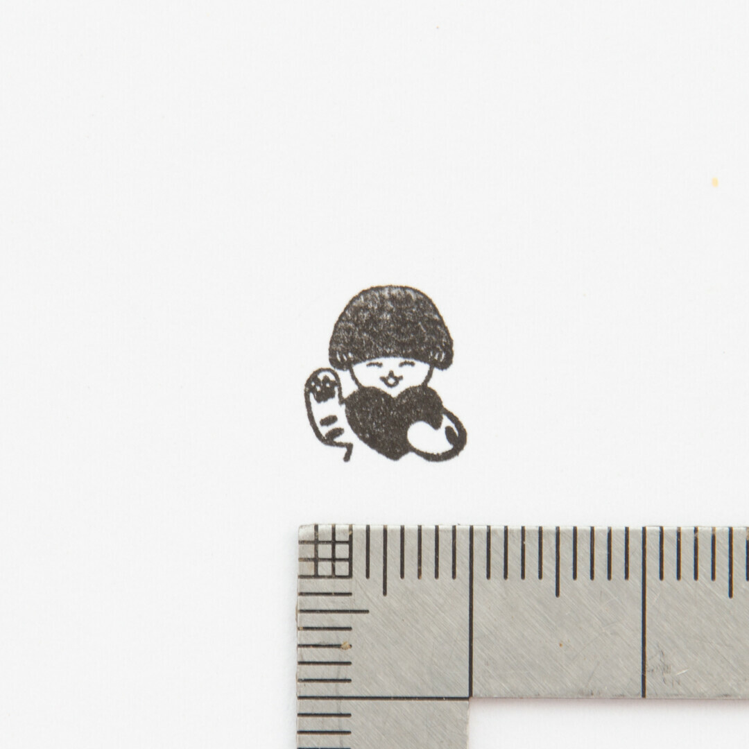 蘑菇小貓-愛心 迷你木頭印章｜日本 4legs