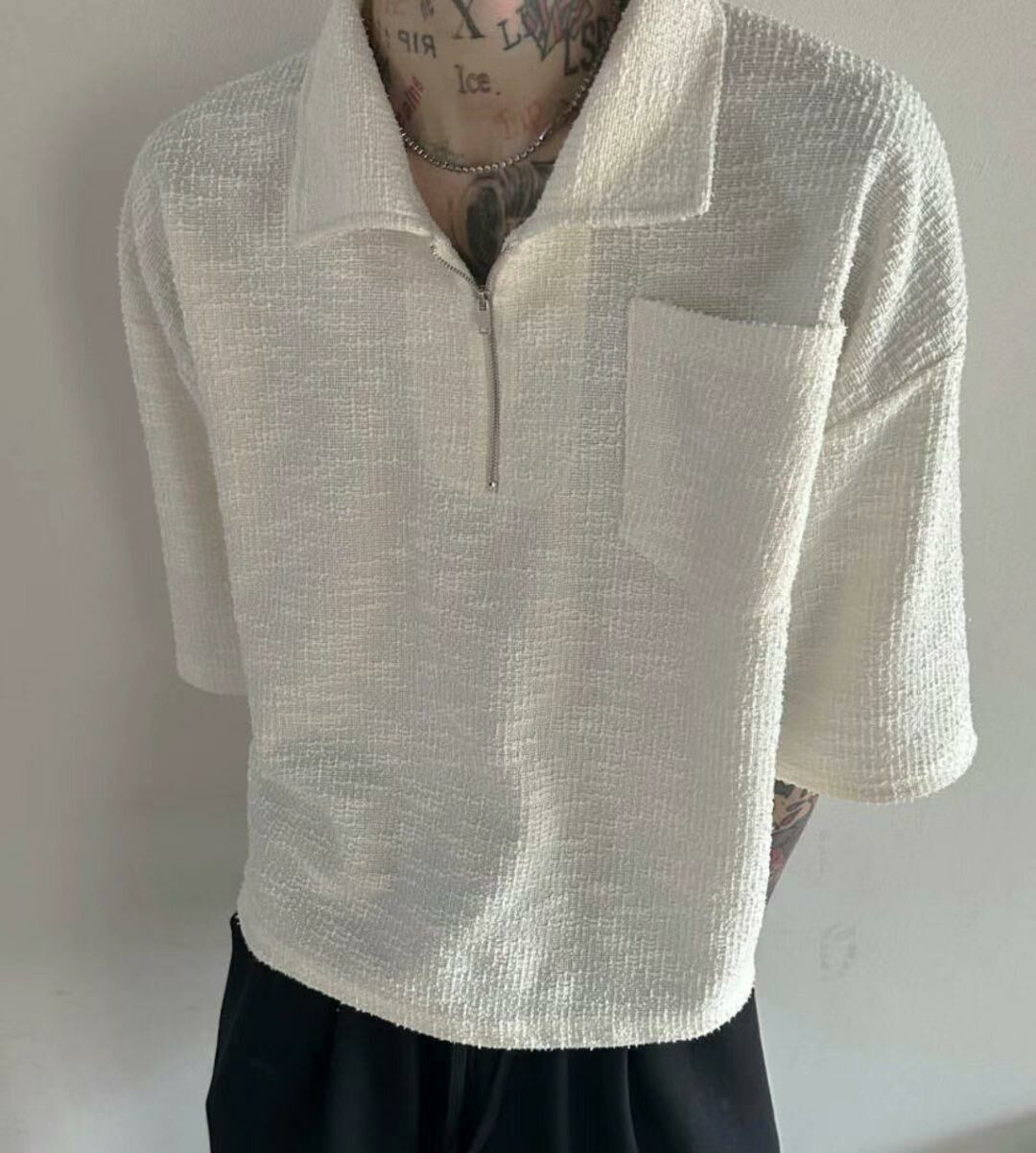 混色半拉鍊Polo Tee VOID-019T