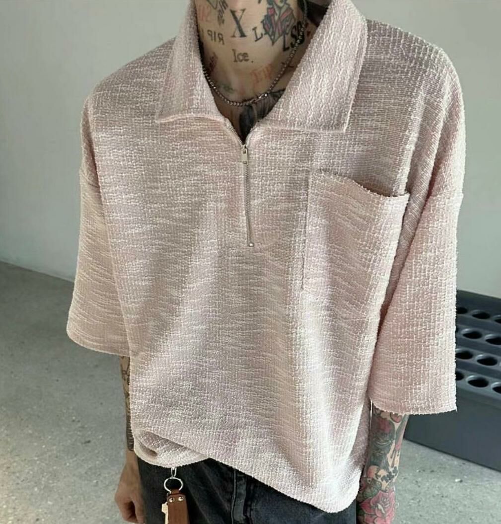 混色半拉鍊Polo Tee VOID-019T