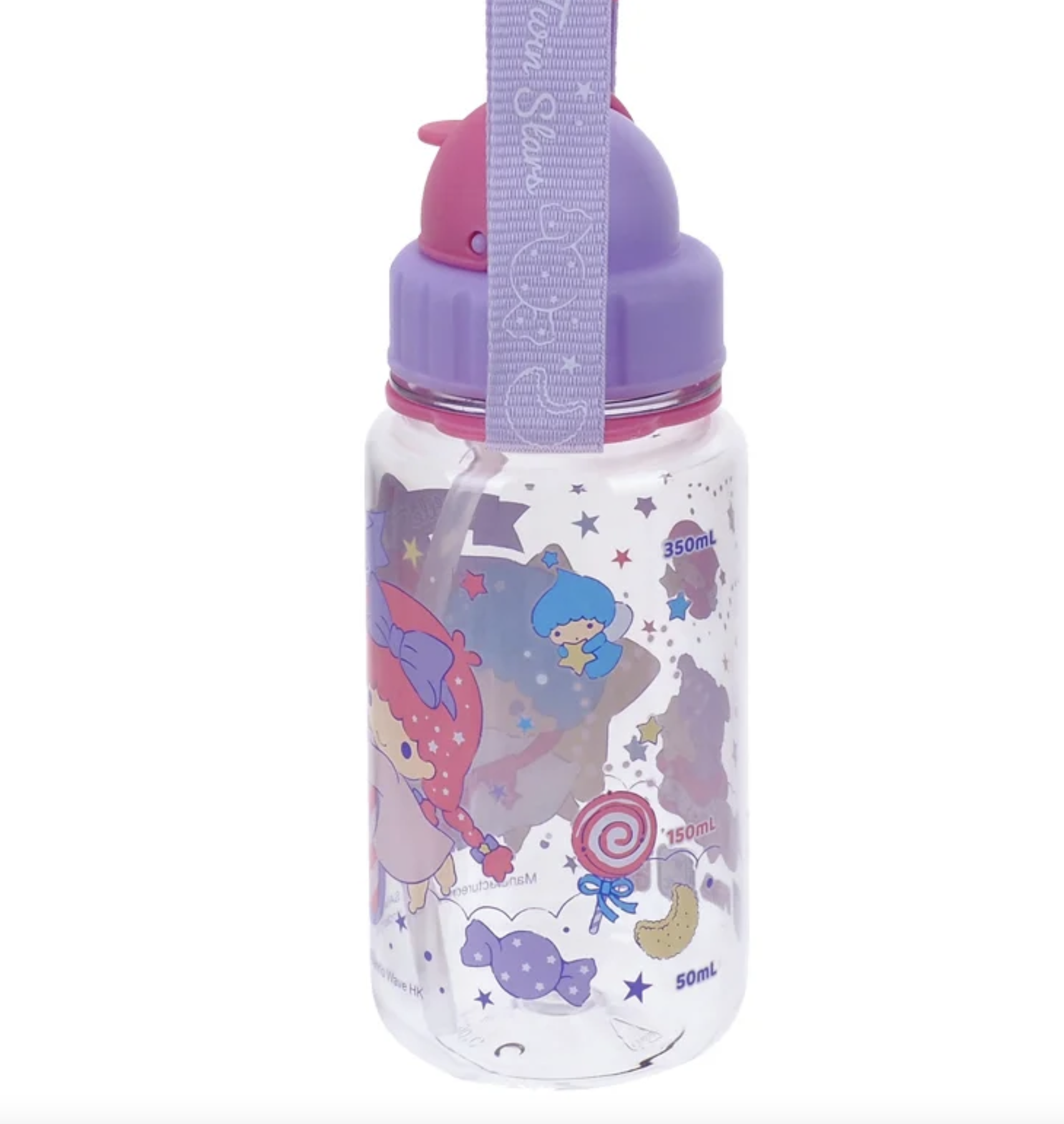 Little Twin Stars 350ml BPA Free 膠水樽連飲管及頸繩 9-4980-38