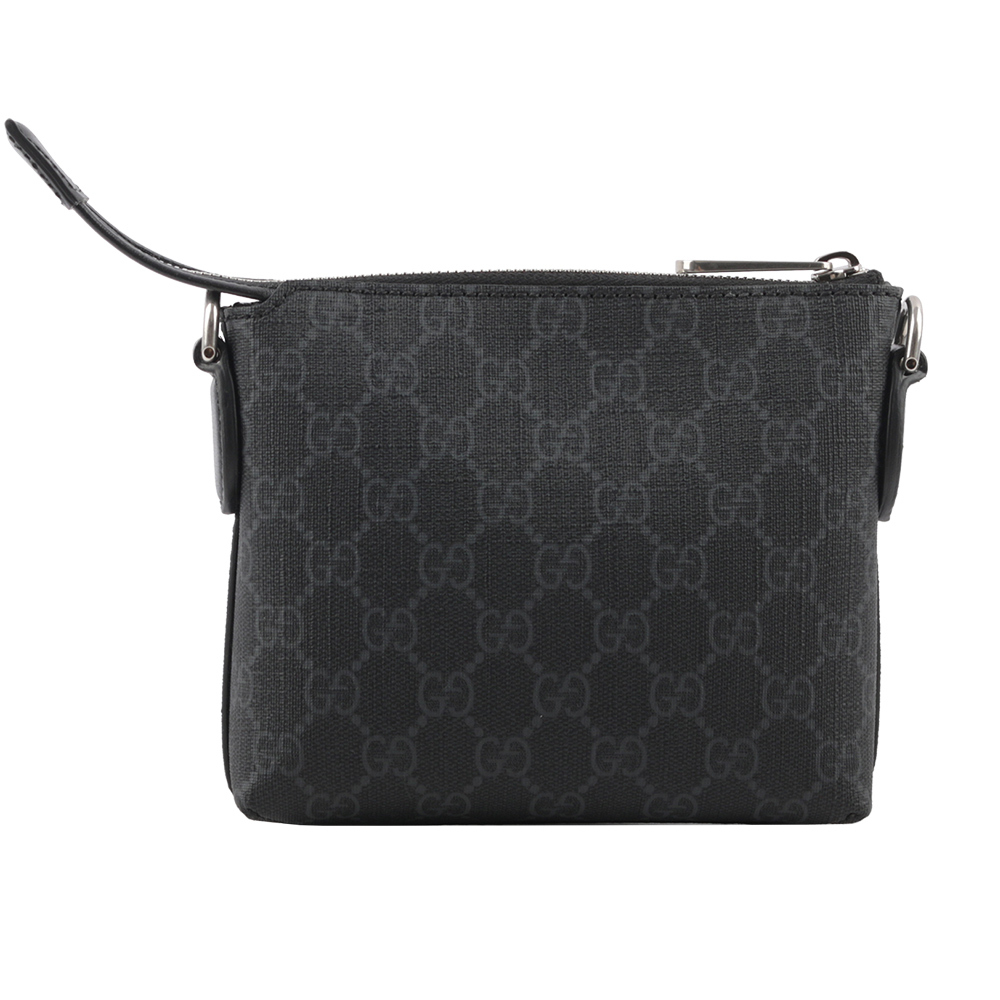 【GUCCI】Interlocking G 標誌附手提把迷你郵差包(黑灰色) 723306 92THN 1000