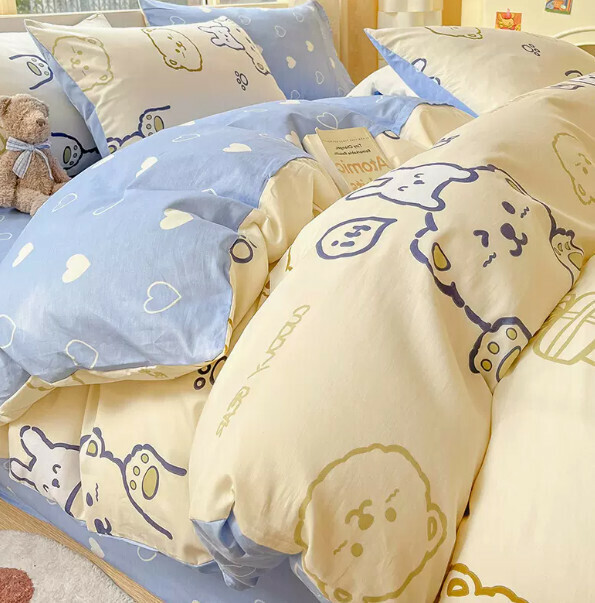 Hot selling small fresh pure cotton four-piece bed set (cream pudding [Class A naked sleeping level, quality upgrade, thickening and warmth] [1.5-meter bed (four-piece fitted sheet set) suitable for 200*230cm quilt core])