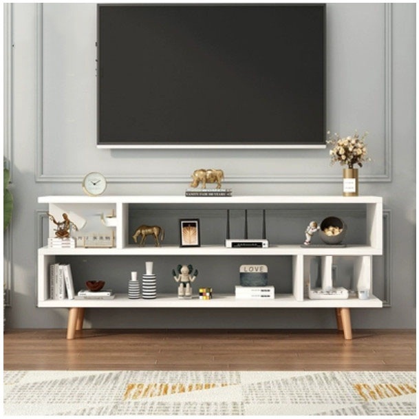 新款簡易迷你型電視櫃床頭櫃茶几餐櫃收納架(80x24x63.5cm)暖白色 特價産品，完美者不要拍