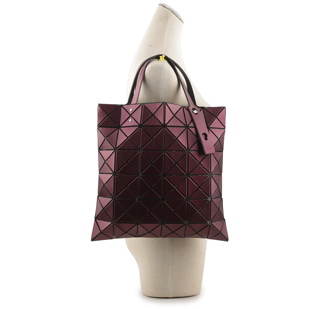 【ISSEY MIYAKE三宅一生】BAO BAO Lucent 6x6 金屬感設計托特包(酒紅色) AG673 84