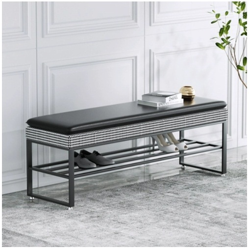 Popular shoe changing stool, door shoe rack, bench, door shoe cabinet (black + black feet) 80x30x45cm