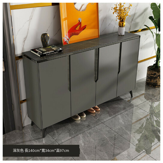 New entry hall cabinet storage cabinet shoe cabinet [four doors] 140*34*97-dark gray]