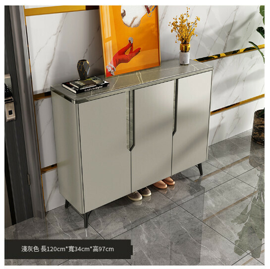 New entry hall cabinet storage cabinet shoe cabinet [three doors] 120*34*97-light gray]