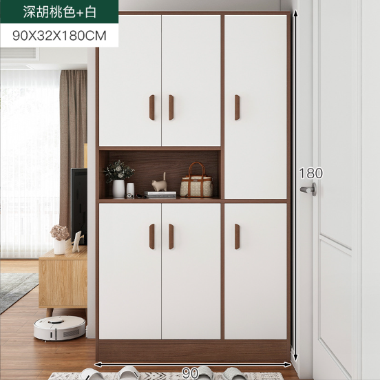 New entry shoe cabinet, entrance cabinet, storage cabinet [hot selling model] dark walnut + white 90x32x180cm]