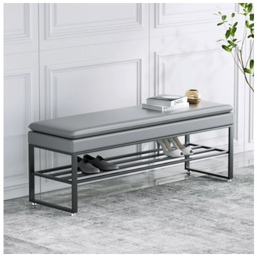 Popular shoe changing stool, door shoe rack, bench, door shoe cabinet (grey + black feet) 80x30x45cm