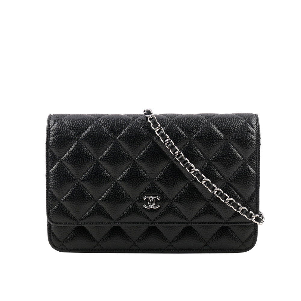 【CHANEL】經典CC Logo銀釦荔枝皮革WOC